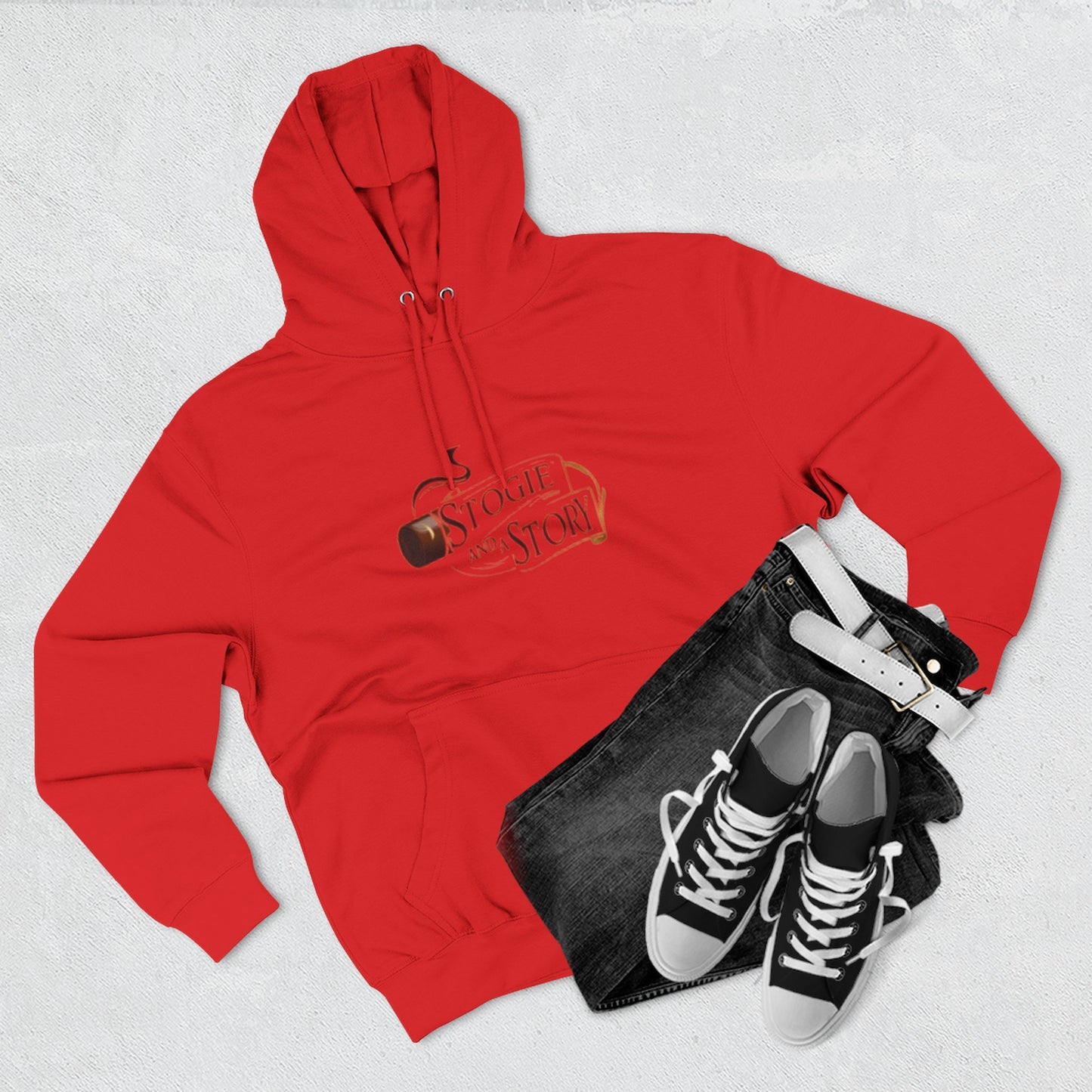 Cozy Fleece Hoodie with Stogie and Story Design, Unique Gift for Smokers, Fall Fashion, Casual Wear, Perfect for Relaxing Evenings