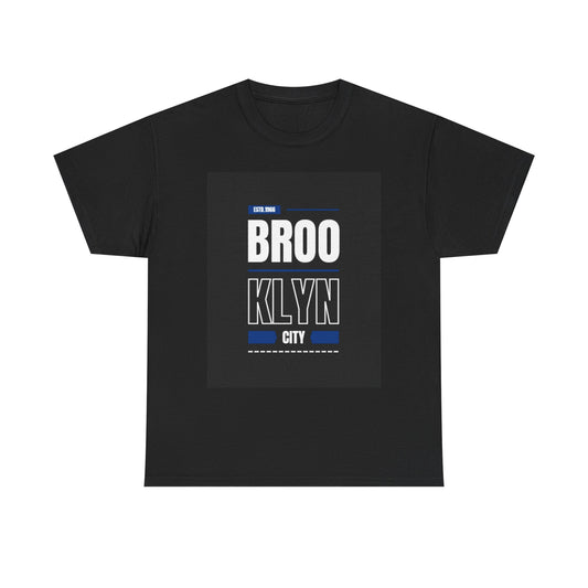 Brooklyn City Unisex Heavy Cotton Tee - Casual Wear, Gift for NYC Lovers, Street Style, Everyday Comfort, Graphic Tee